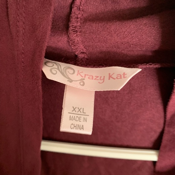 Women’s Burgundy Suede Cardigan - Picture 3 of 9